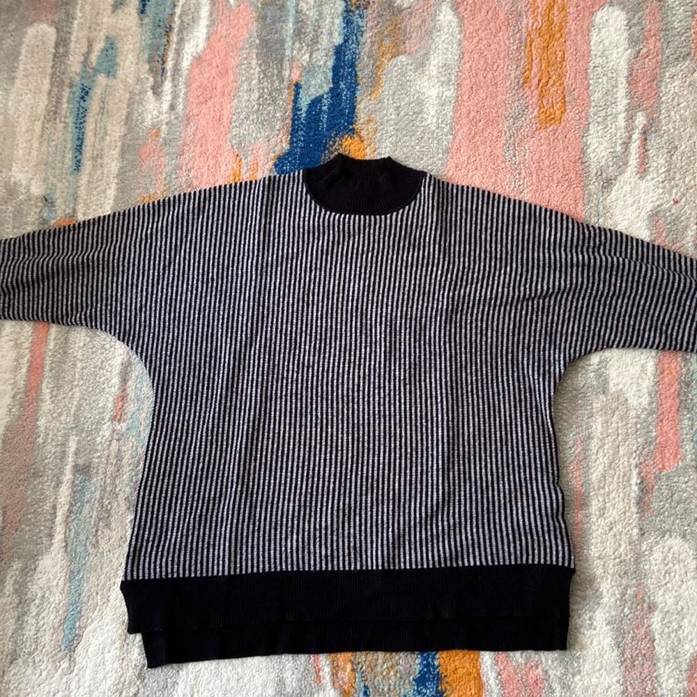 Joan Vass Zebra Striped Turtle Neck Sweater